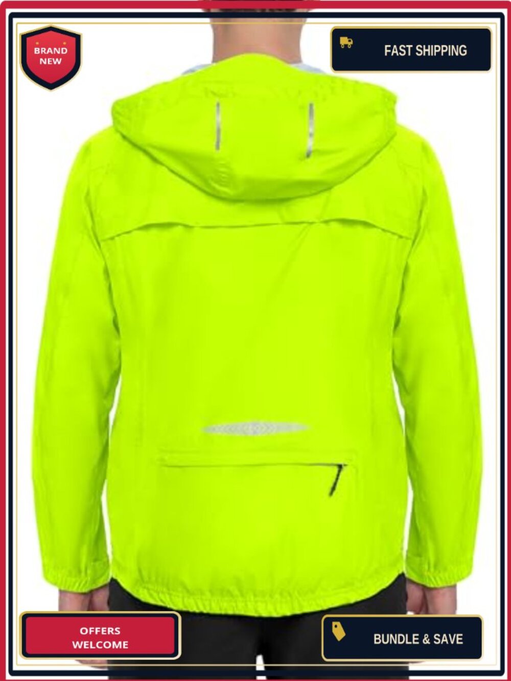 Men's Cycling Rain Jacket Waterproof Hooded Packable